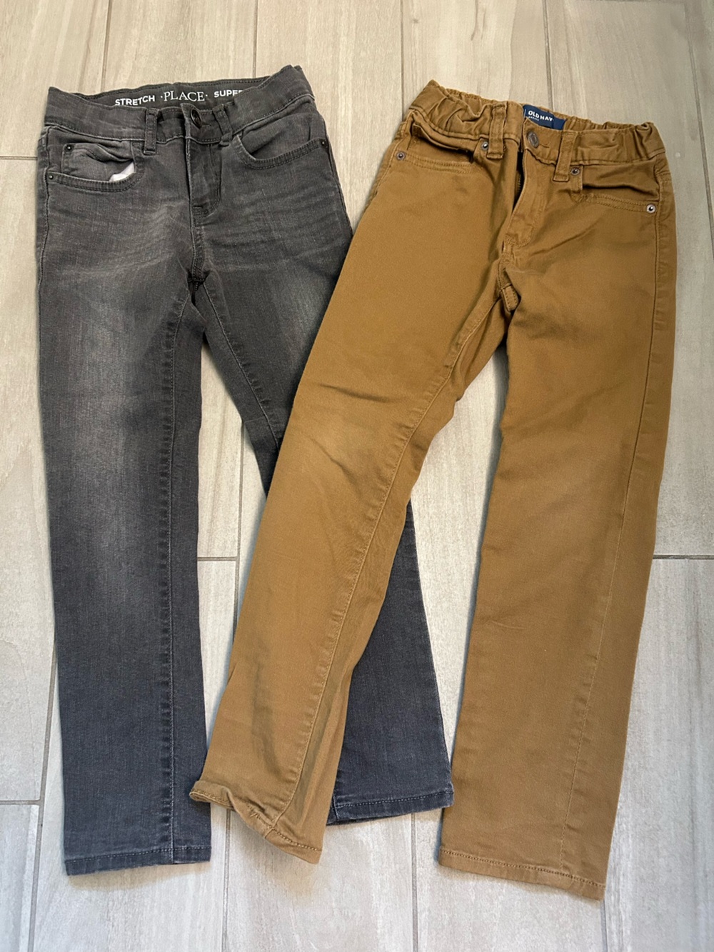 Bundle of two pairs of boys straight leg skinny pants size 7